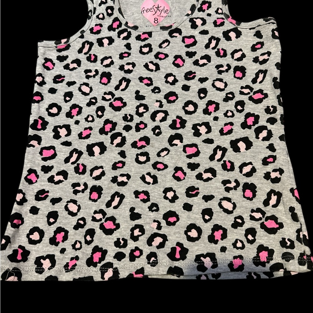 Freestyle Gray and Pink Leopard Tank Top
